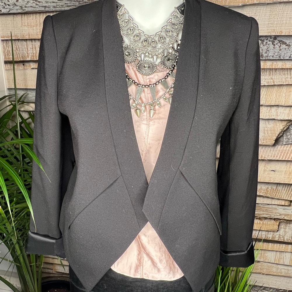 BCBG Lloyd Womens Open Front Asymmetrical Blazer